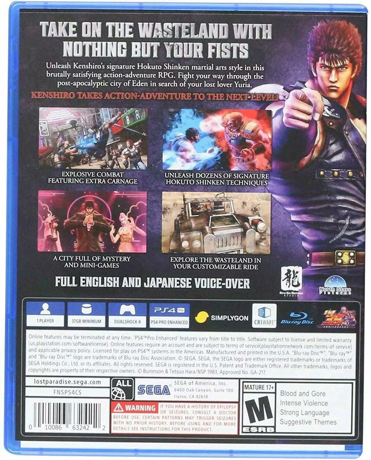 Fist of the North Star: Lost Paradise Sony PlayStation 4 PS4 [Action ]