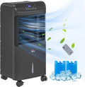 32" Mobile Evaporative Air Cooler, 3-In-1 Ice Cooling Fan Water Conditioner Humidifier Unit with Remote, Timer, Oscillating,  Display, 3.2gal Water Tank for Home Office, Bedroom, Black