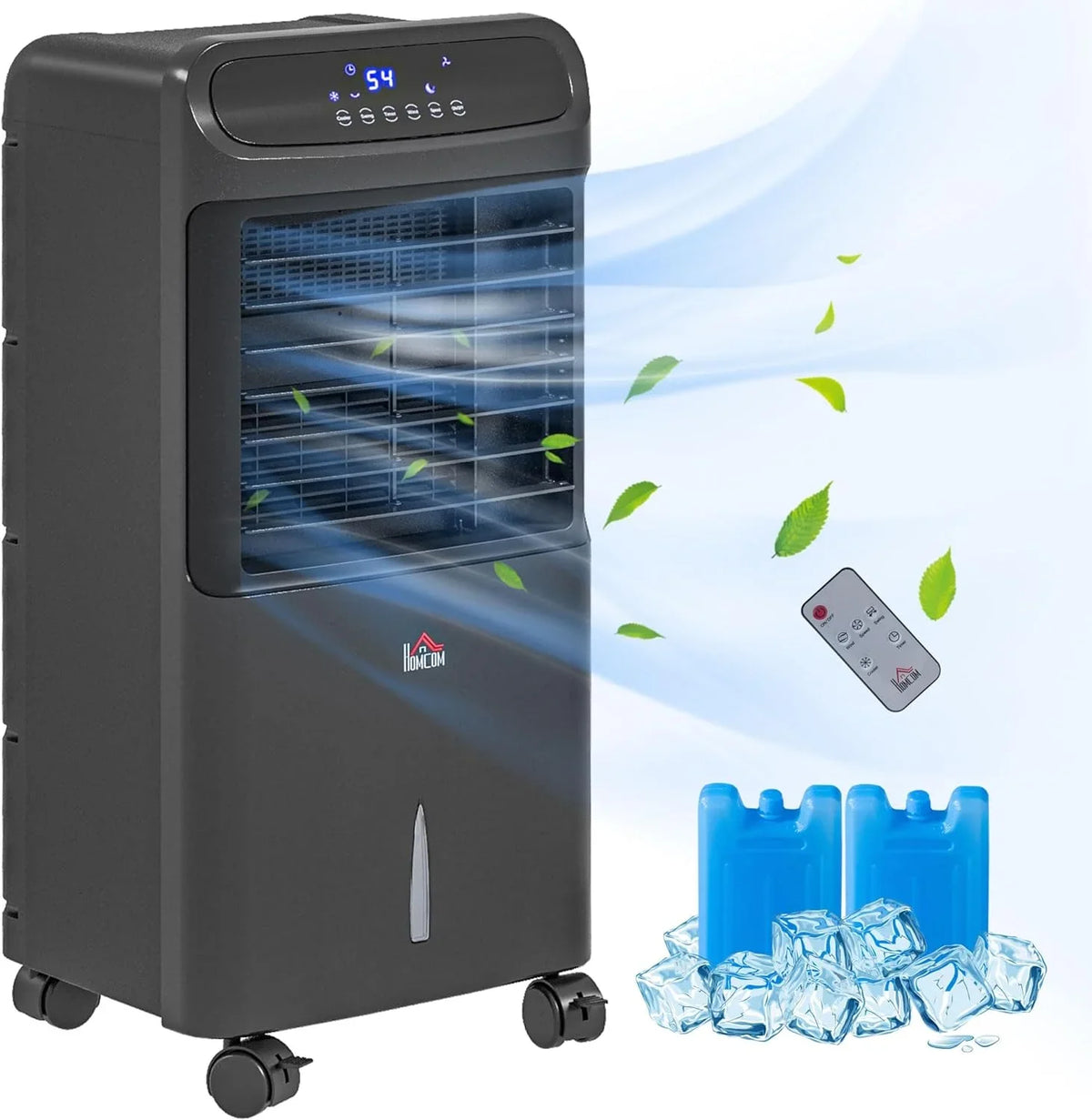 32" Mobile Evaporative Air Cooler, 3-In-1 Ice Cooling Fan Water Conditioner Humidifier Unit with Remote, Timer, Oscillating,  Display, 3.2gal Water Tank for Home Office, Bedroom, Black