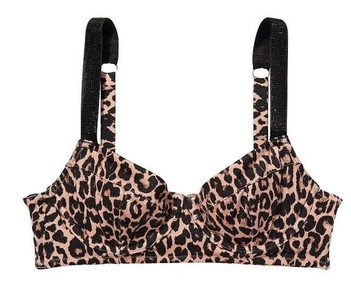Victoria’s Secret Swim Bikini Top Shine Strap Animal Print Wicked Size 38D