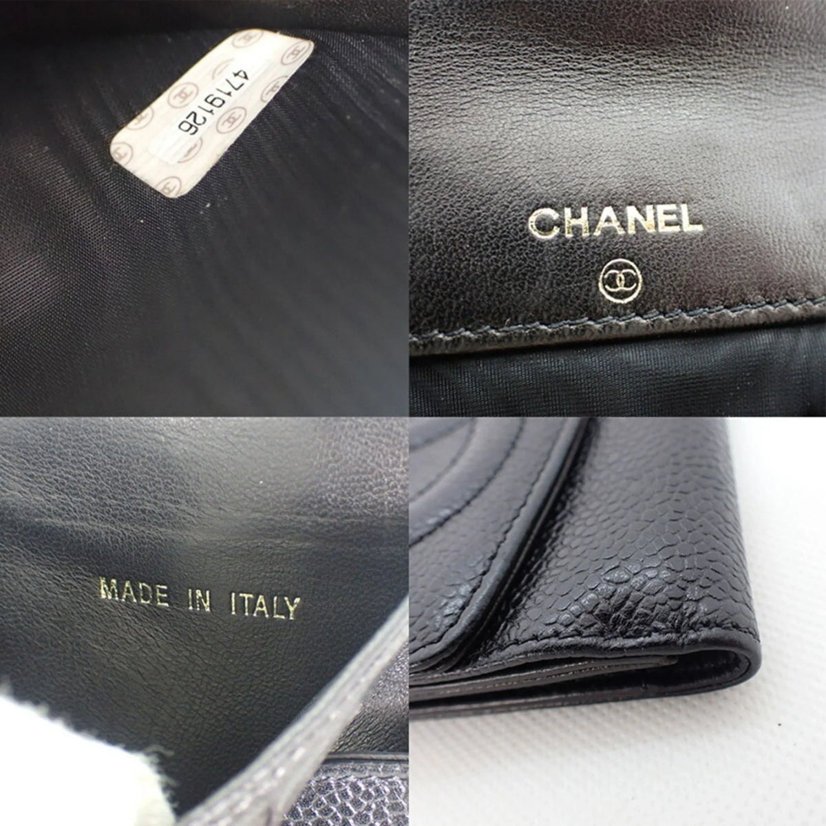 Pre-Owned  Chanel caviar skin black trifold wallet (Good)