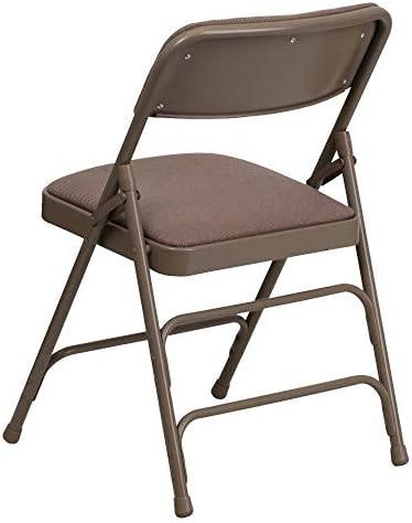 4 Pack  Series Curved Triple Braced & Double Hinged Beige Fabric Metal Folding Chair