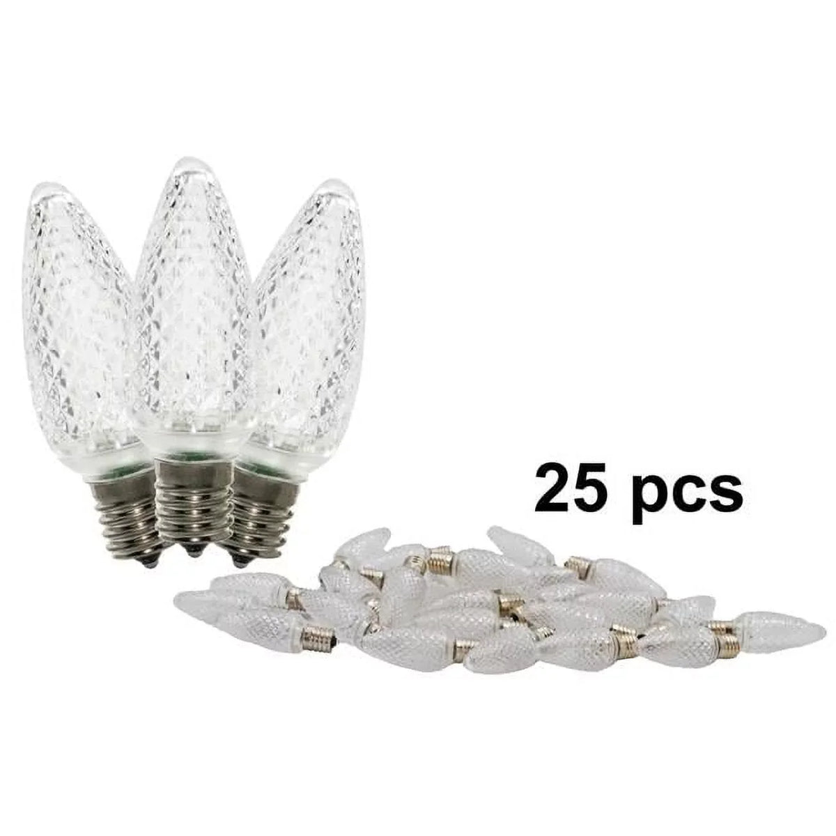C9 Dimmable Faceted  Retrofit Lamp with 5 Internal LEDs & An E17 Base Light Bulb, Pure White - Pack of 25