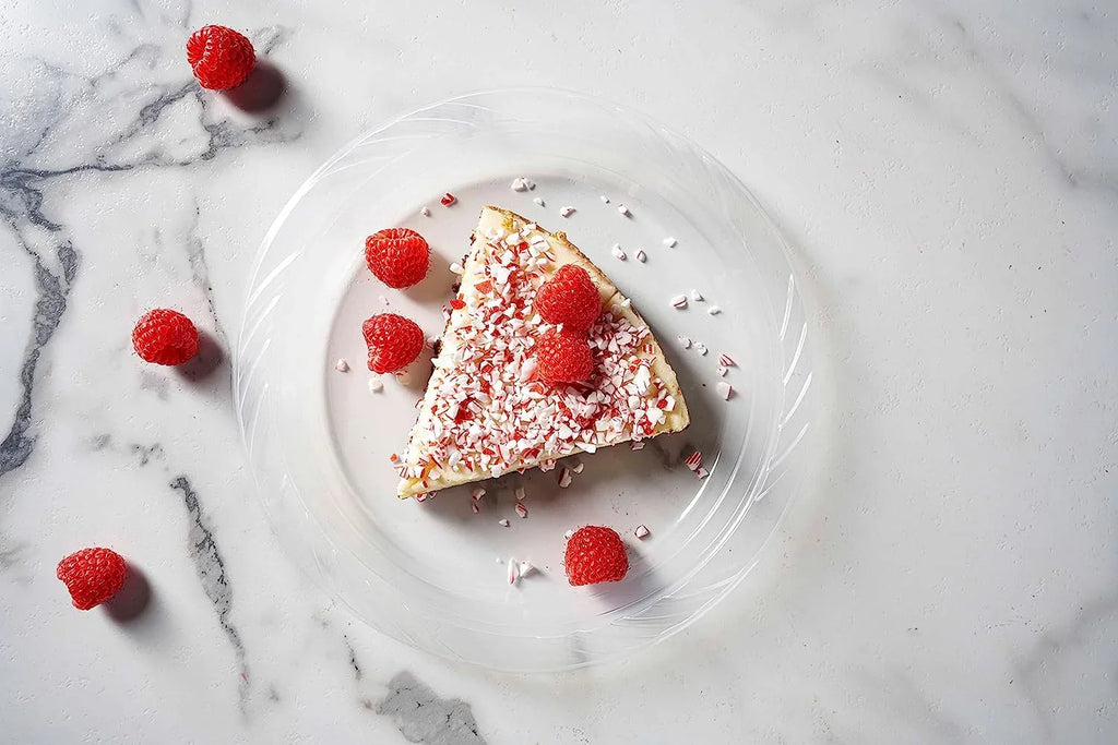 9 Inch Clear Plastic Plates 200 Bulk Pack - Disposable Plates for  Party Dinner Travel and Events, Microwavable Recyclable