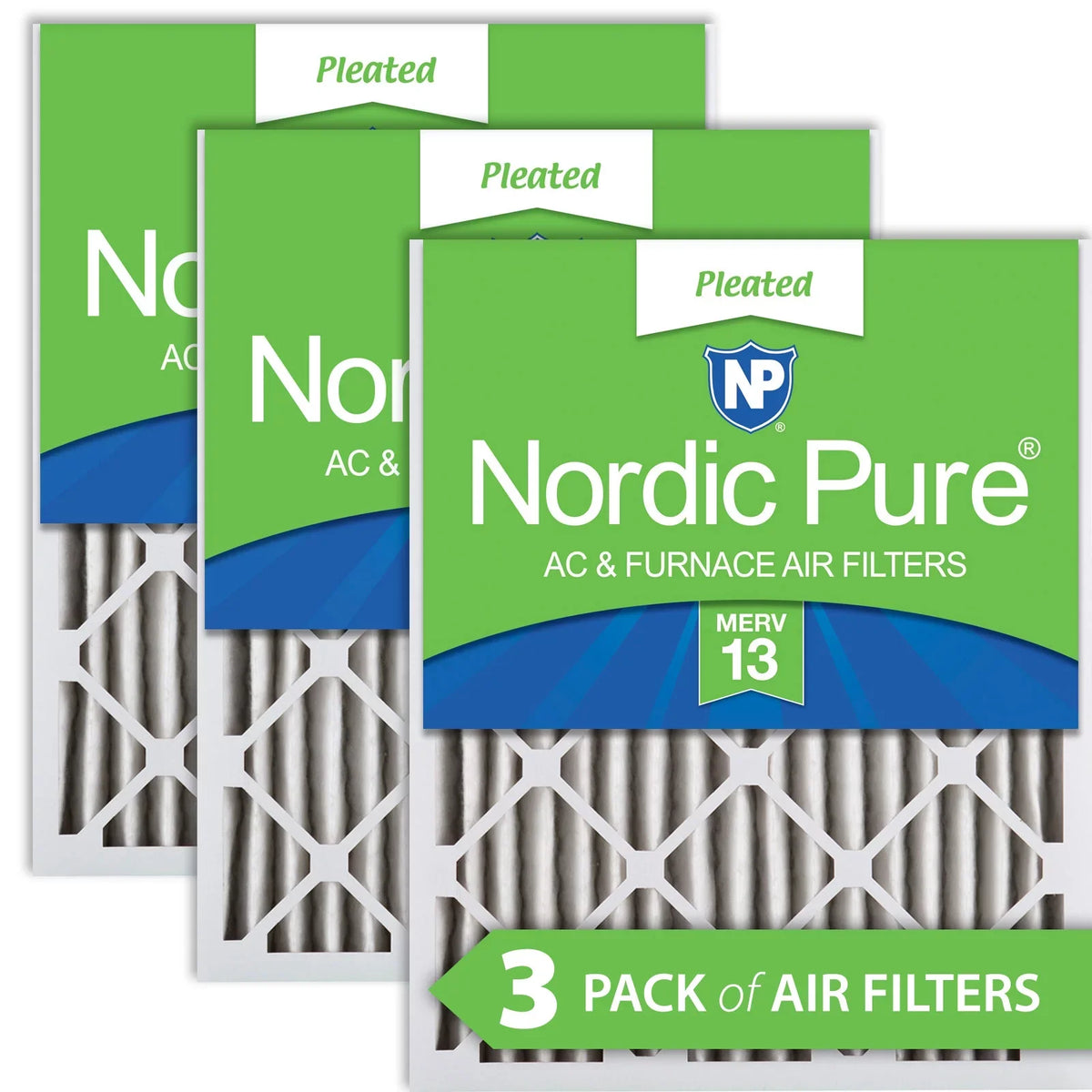 Nordic Pure 24x24x2 Pleated  13 Air Filters 3 Pack