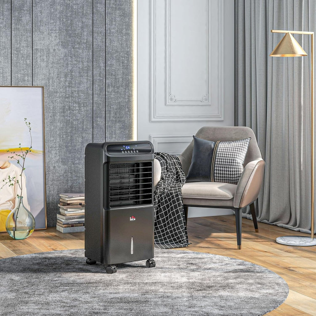 32" Mobile Evaporative Air Cooler, 3-In-1 Ice Cooling Fan Water Conditioner Humidifier Unit with Remote, Timer, Oscillating,  Display, 3.2gal Water Tank for Home Office, Bedroom, Black