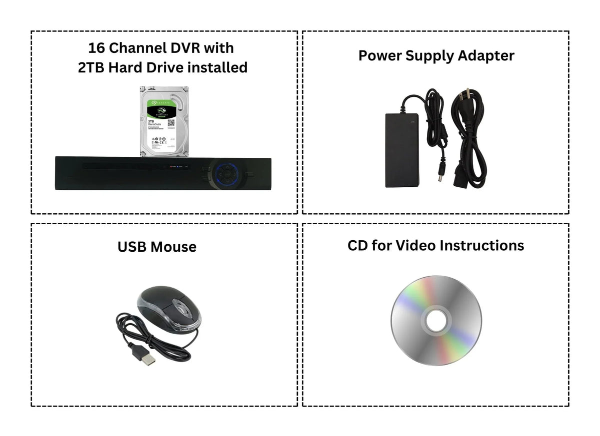 Evertech 16 Channel    Analog  High Definition Security Camera Digital Video Recorder 2TB Hard Drive