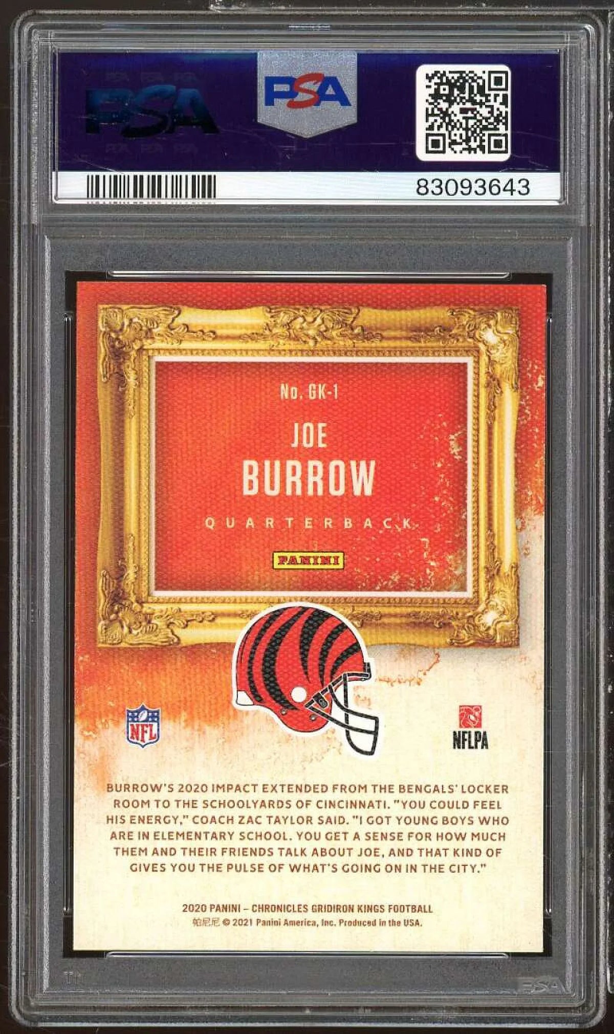 Joe Burrow Rookie Card 2020 Panini Chronicles Gridiron Kings Green #-1  9