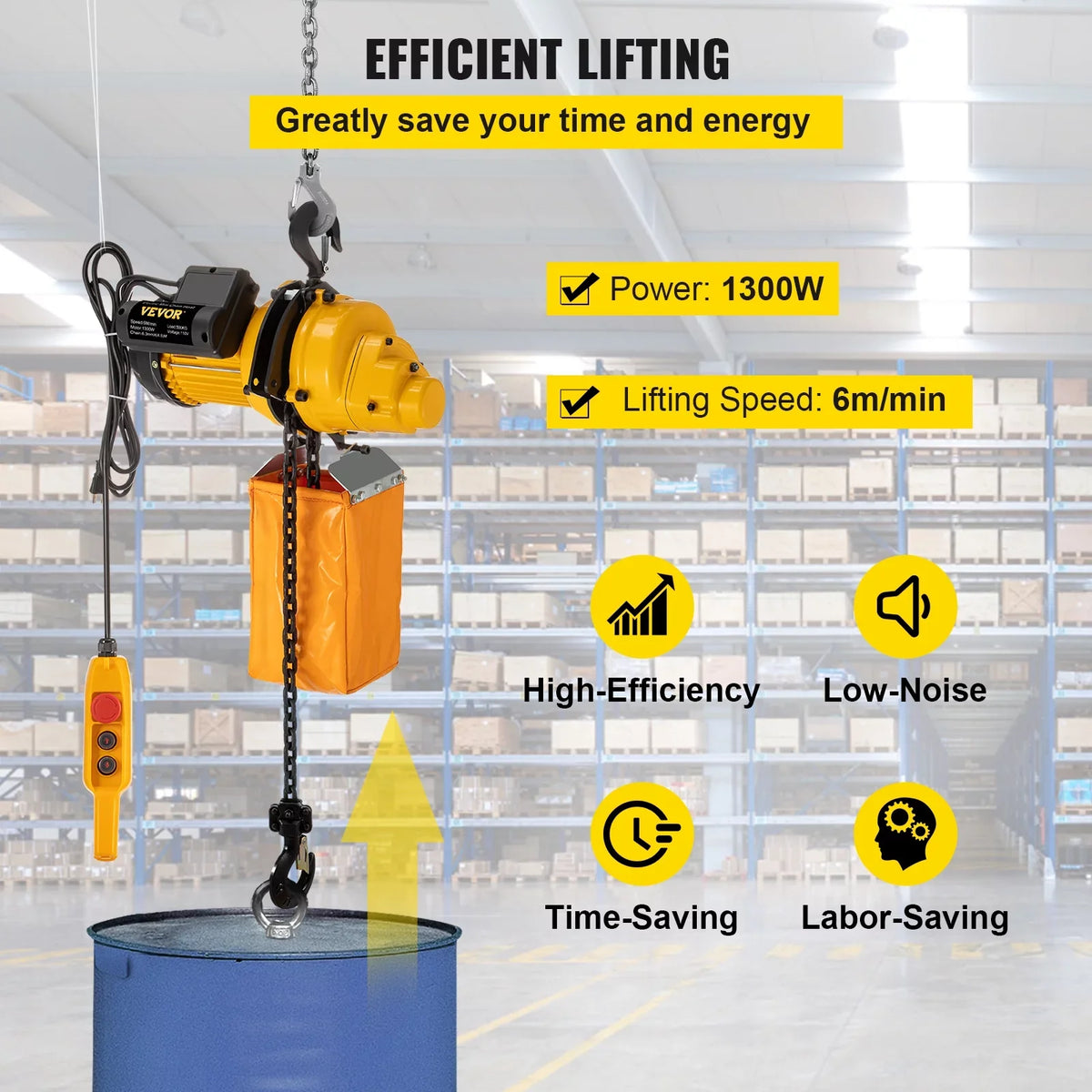 Lift Electric Hoist, 1100 lbs Electric Winch w/ 10ft Wired Remote Control, 110V Overhead Crane Garage Ceiling Pulley Winch of 14.8ft Lift Height, Used In Factories, Warehouses, Construction