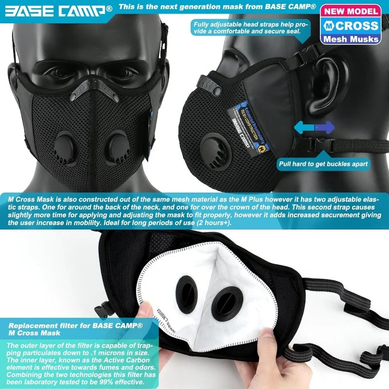 Dust Mask, Reusable Breathable Comfortable Sport Safety Work Mask with Extra 6 Activated Carbon Filters