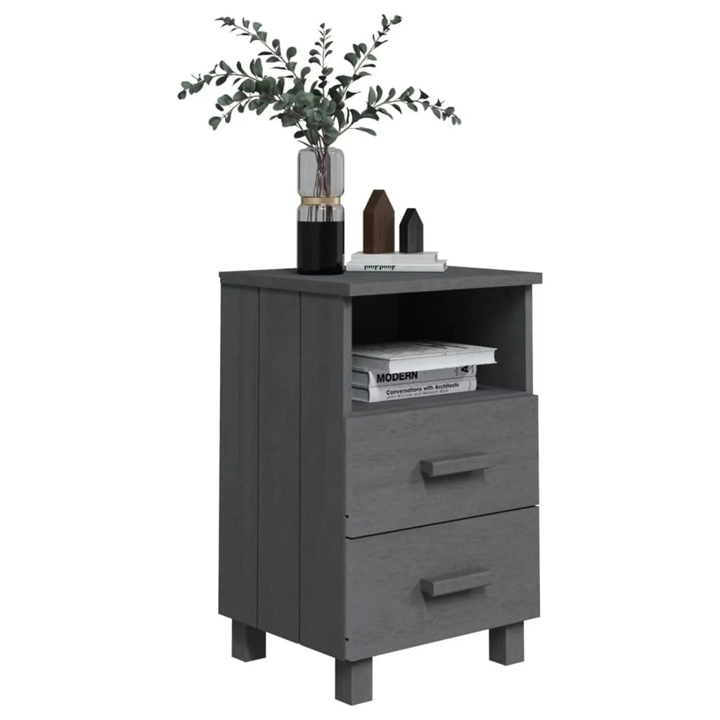 Irfora Bedside Cabinets  2 pcs Dark Gray 15.7"x13.8"x24.4" Solid Wood