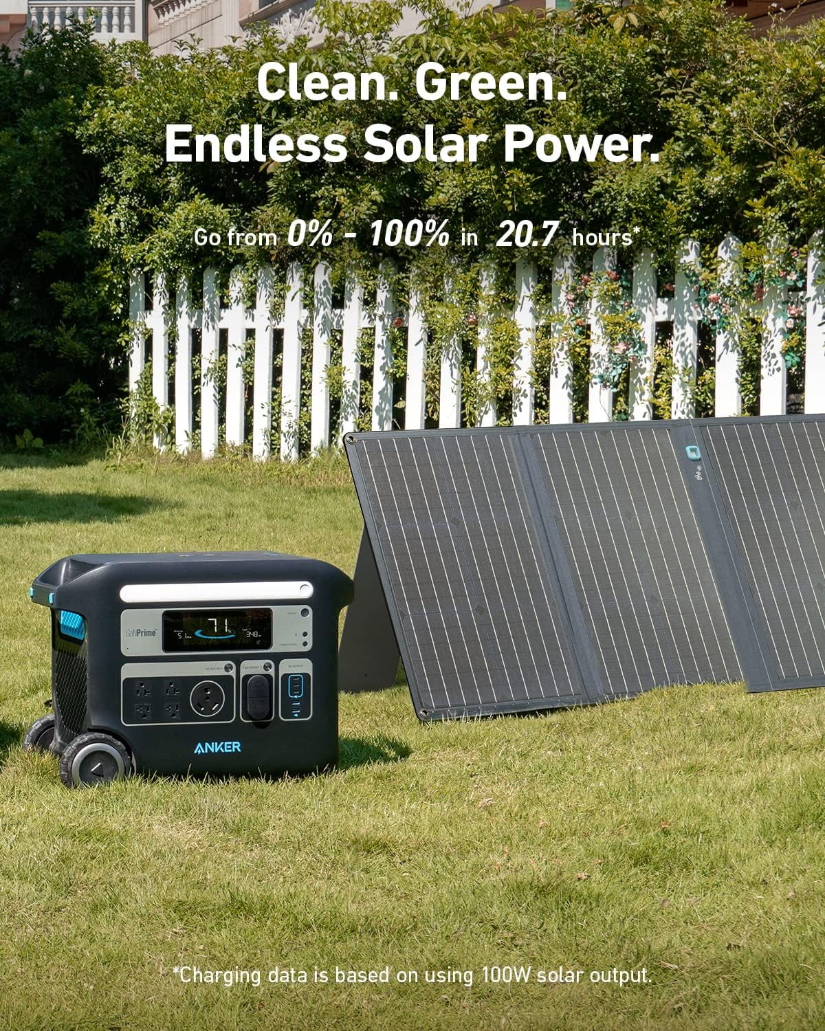 Anker  F2000 Portable Power Station, PowerHouse 767, 2048Wh GaNPrime Solar Generator with 100W Solar Panel, LiFePO4 Batteries, 4  Outlets Up to 2400W for Home, Power Outage, Outdoor Camping