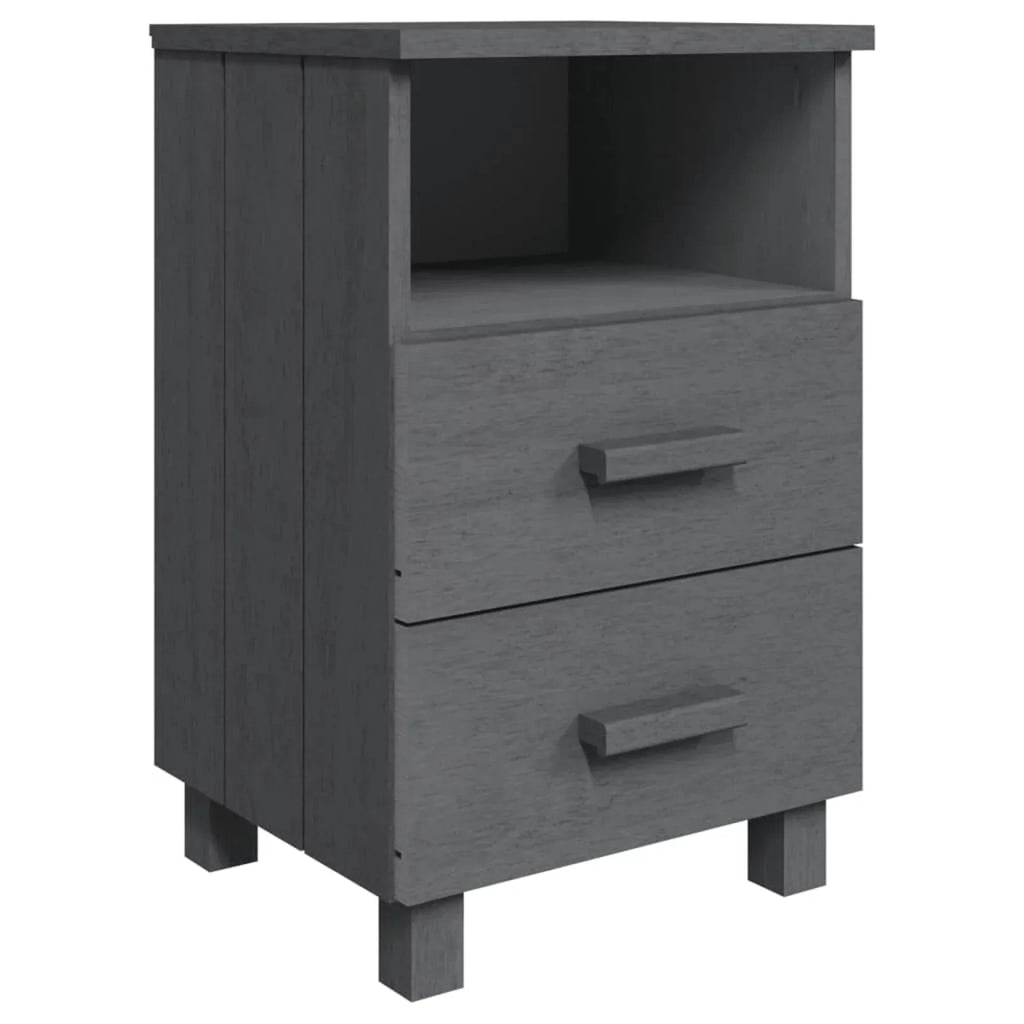 Irfora Bedside Cabinets  2 pcs Dark Gray 15.7"x13.8"x24.4" Solid Wood