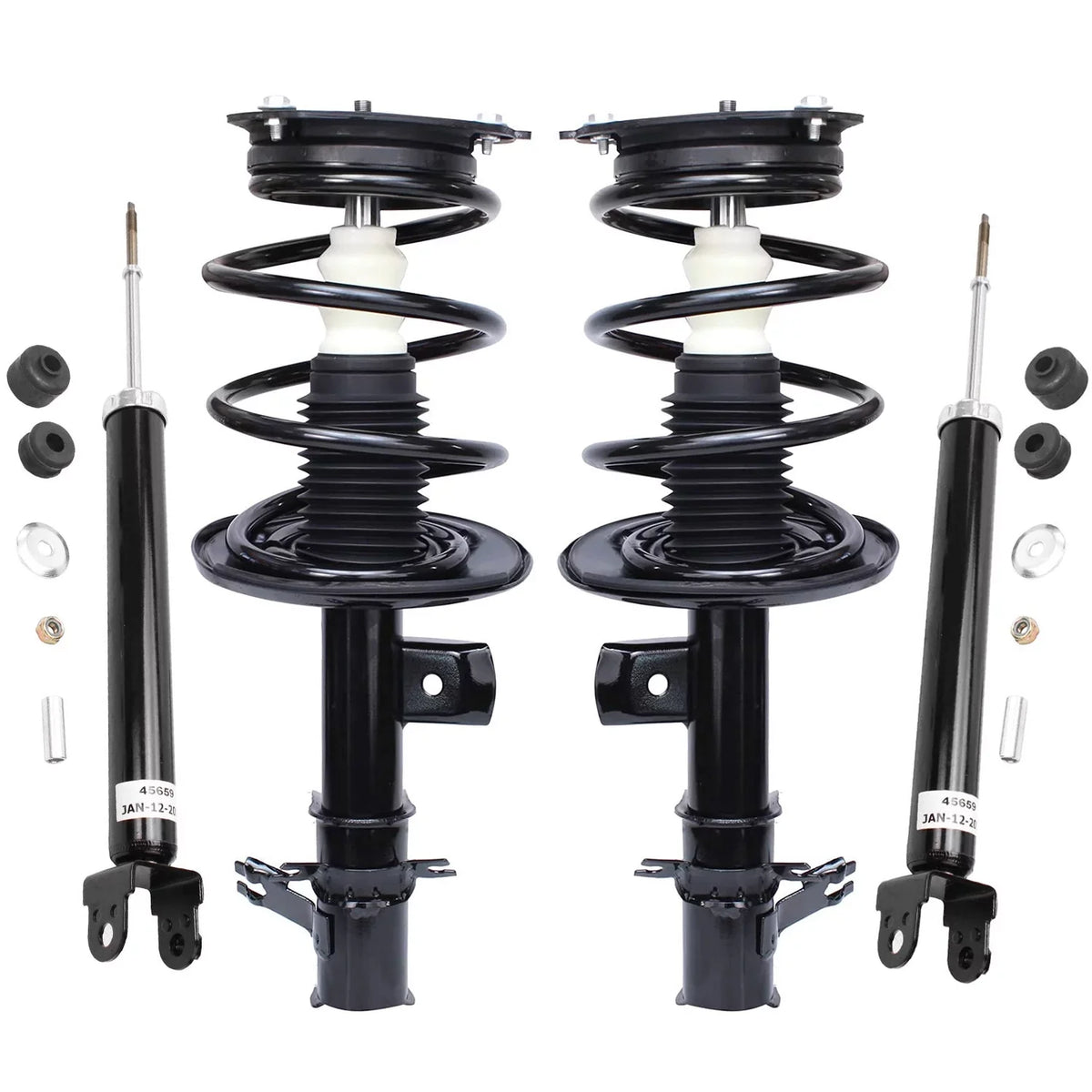 Detroit Axle - Struts Shock Absorbers for 2007-2013 Nissan Altima Complete 2 Front Struts w/Coil Spring 2 Rear Shock Absorbers 2008 2009 2010 2011 Replacement Quick Install Ready Struts Assembly