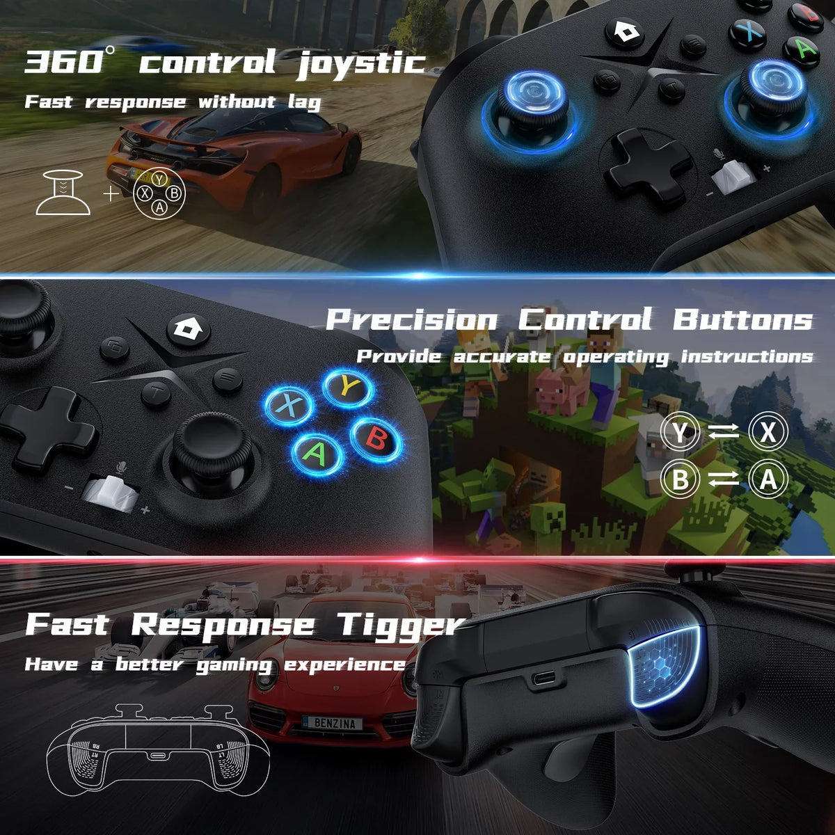Bonacell Xbox Controller Wireless, (Watch Video to Update )Game Controller for Xbox one, Xbox One S/X, Xbox Series X/S Consoles, with Dual Vibration/Stable Connection/3.5mm Headphone Jack