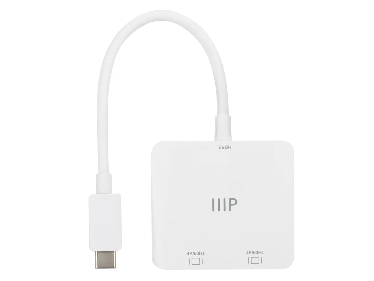 Monoprice -C to Dual 4K DisplayPort Adapter (Dual 4K@60Hz) Compatible with Thunderbolt 3 Devices with Windows and MacOS