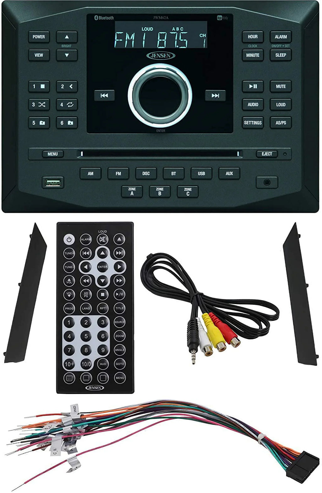 Jensen Jwm62a Am Fm Dvd Cd Usb Aux App Ready Bluetooth Wallmount Stereo W/ App