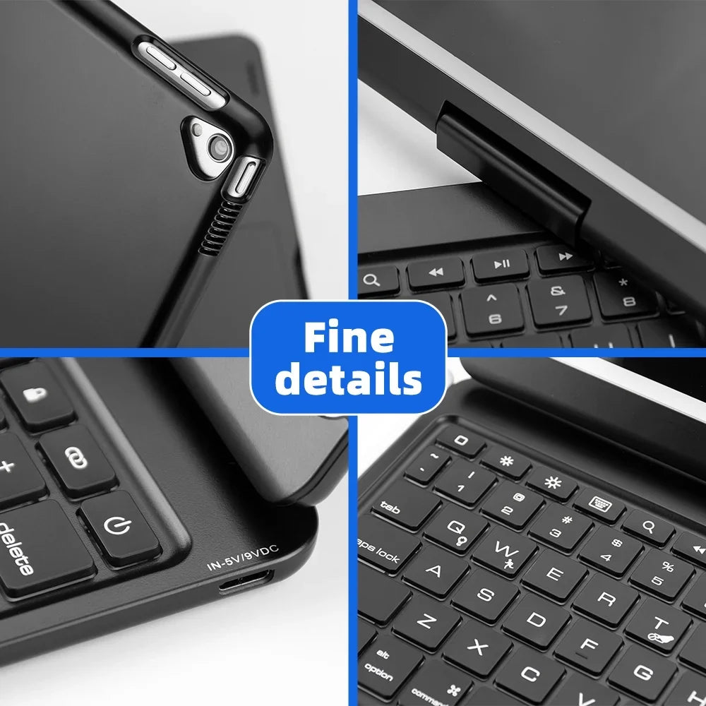 iPad Case with Keyboard, 360° Rotatable Backlit Keyboard with Pencil Holder for 10.2 inch iPad 9th Gen 2021/ 8th Gen 2020/ 7th Gen 2019 and iPad Air 3 / Pro 10.5" -Black