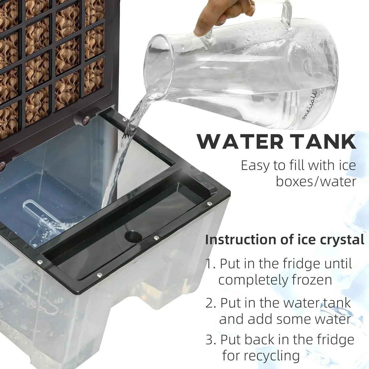 32" Mobile Evaporative Air Cooler, 3-In-1 Ice Cooling Fan Water Conditioner Humidifier Unit with Remote, Timer, Oscillating,  Display, 3.2gal Water Tank for Home Office, Bedroom, Black