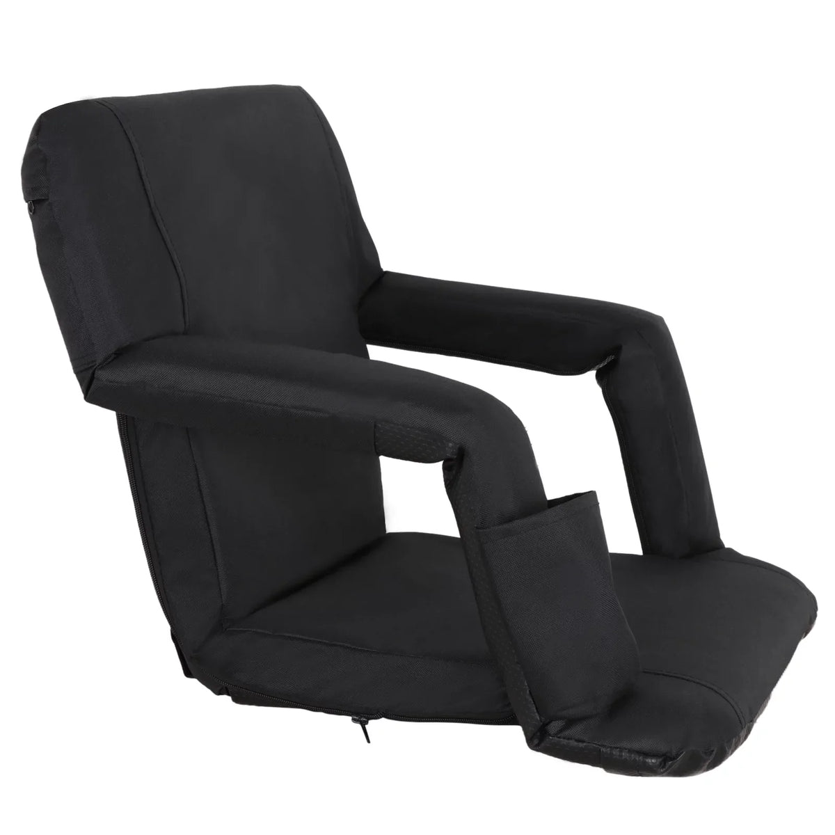 Stadium Seat Chair Reclining Bleachers W/Padded Cushion - 6 Reclining Positions, Black