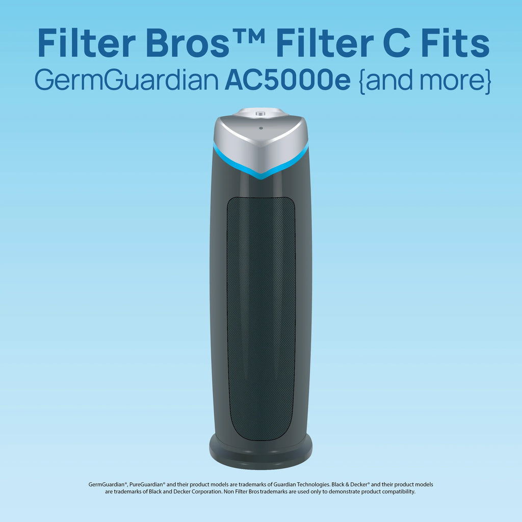 Filter Bros Filter C Compatible With GermGuardian FLT5000 - AC5000, AC5000E,  Replacement For Home Air Cleaner Purifiers, AC5300B, AC5250PT With Technologies and AC5350B, AC5350BCA, AC5350W, AC530