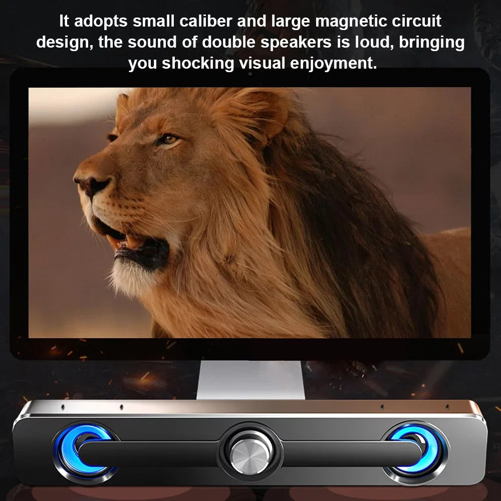 Radirus V-111 Computer Speaker,  Wired Powerful Bar Stereo Subwoofer Bass Speaker, Surround Sound Box for  Laptop Phone Tablet MP3 MP4, Audio Equipment for Home Theater-Like Audio Quality