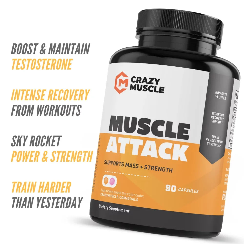 Muscle Attack: Keto Muscle Building Supplement with  by Crazy Muscle - 90 Capsules