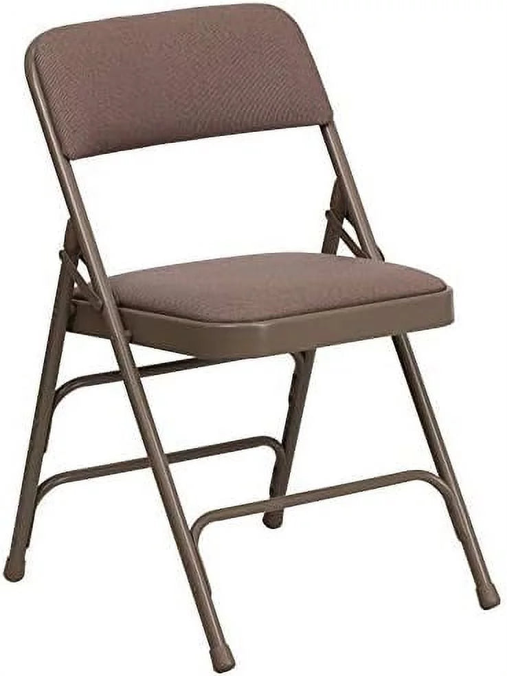 4 Pack  Series Curved Triple Braced & Double Hinged Beige Fabric Metal Folding Chair