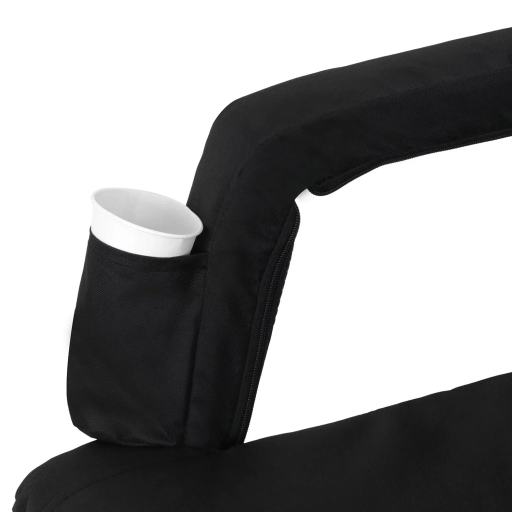 Stadium Seat Chair Reclining Bleachers W/Padded Cushion - 6 Reclining Positions, Black