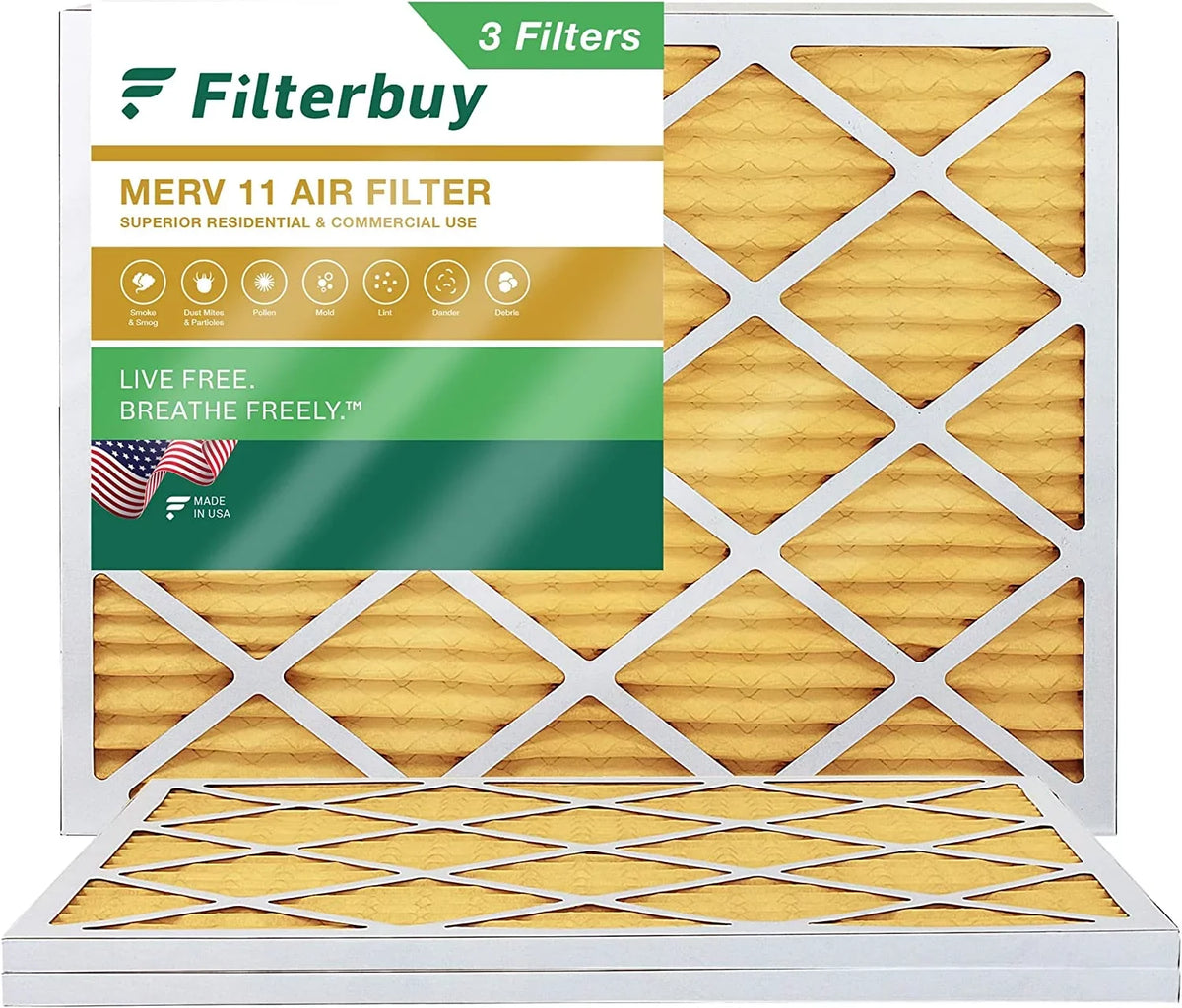 Filterbuy 25x32x1  11 Pleated   Furnace Air Filters (3-Pack)