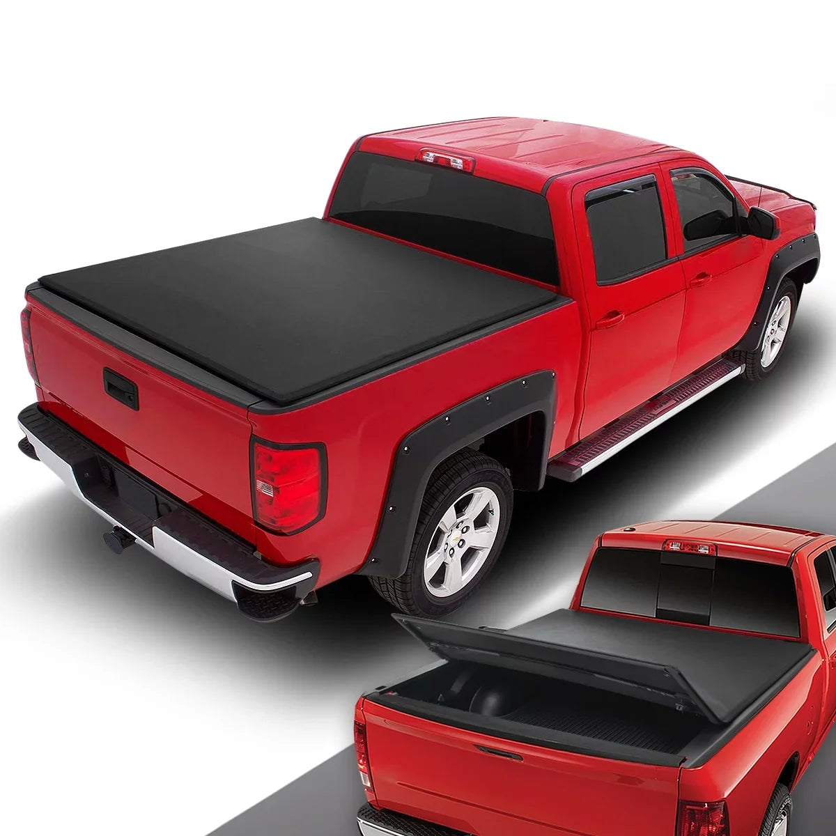 Motoring --060 for 2016 to 2019 Toyota Tacoma 6' Bed Fleetside Adjustable Tri-Fold Soft Top Trunk Tonneau Cover 17 18
