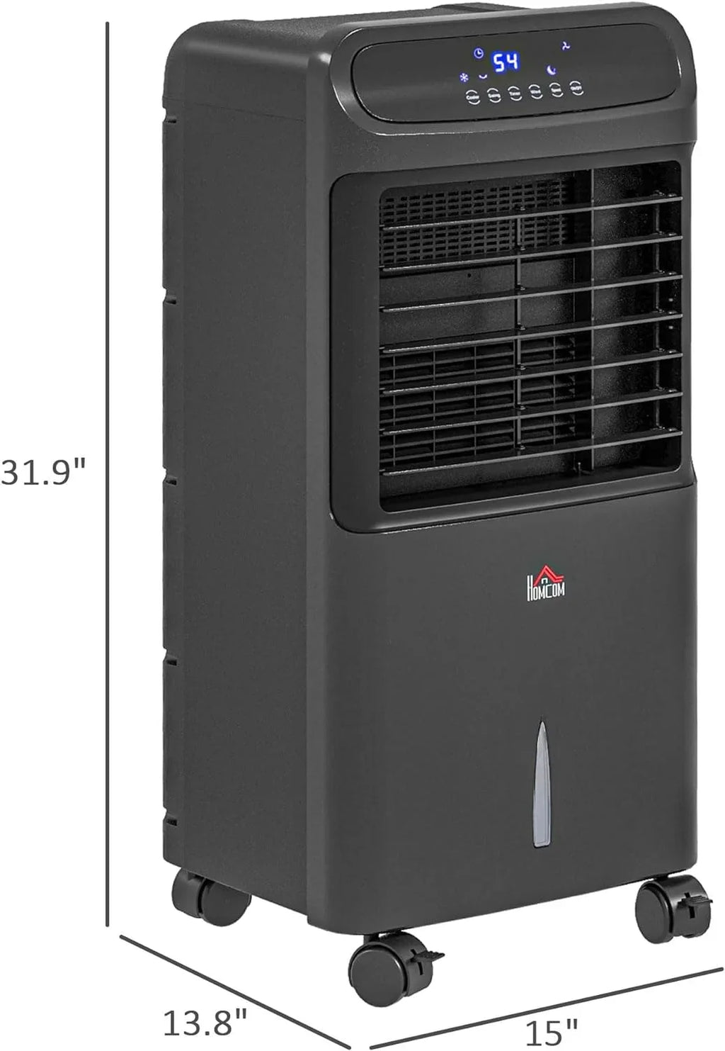 32" Mobile Evaporative Air Cooler, 3-In-1 Ice Cooling Fan Water Conditioner Humidifier Unit with Remote, Timer, Oscillating,  Display, 3.2gal Water Tank for Home Office, Bedroom, Black