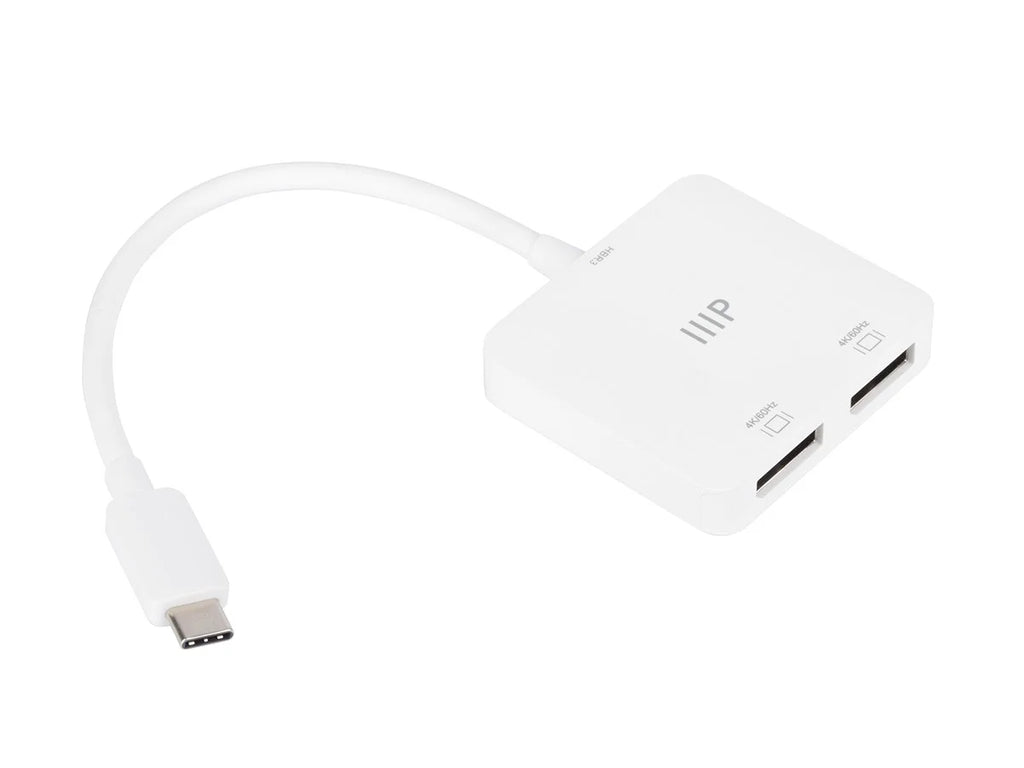 Monoprice -C to Dual 4K DisplayPort Adapter (Dual 4K@60Hz) Compatible with Thunderbolt 3 Devices with Windows and MacOS