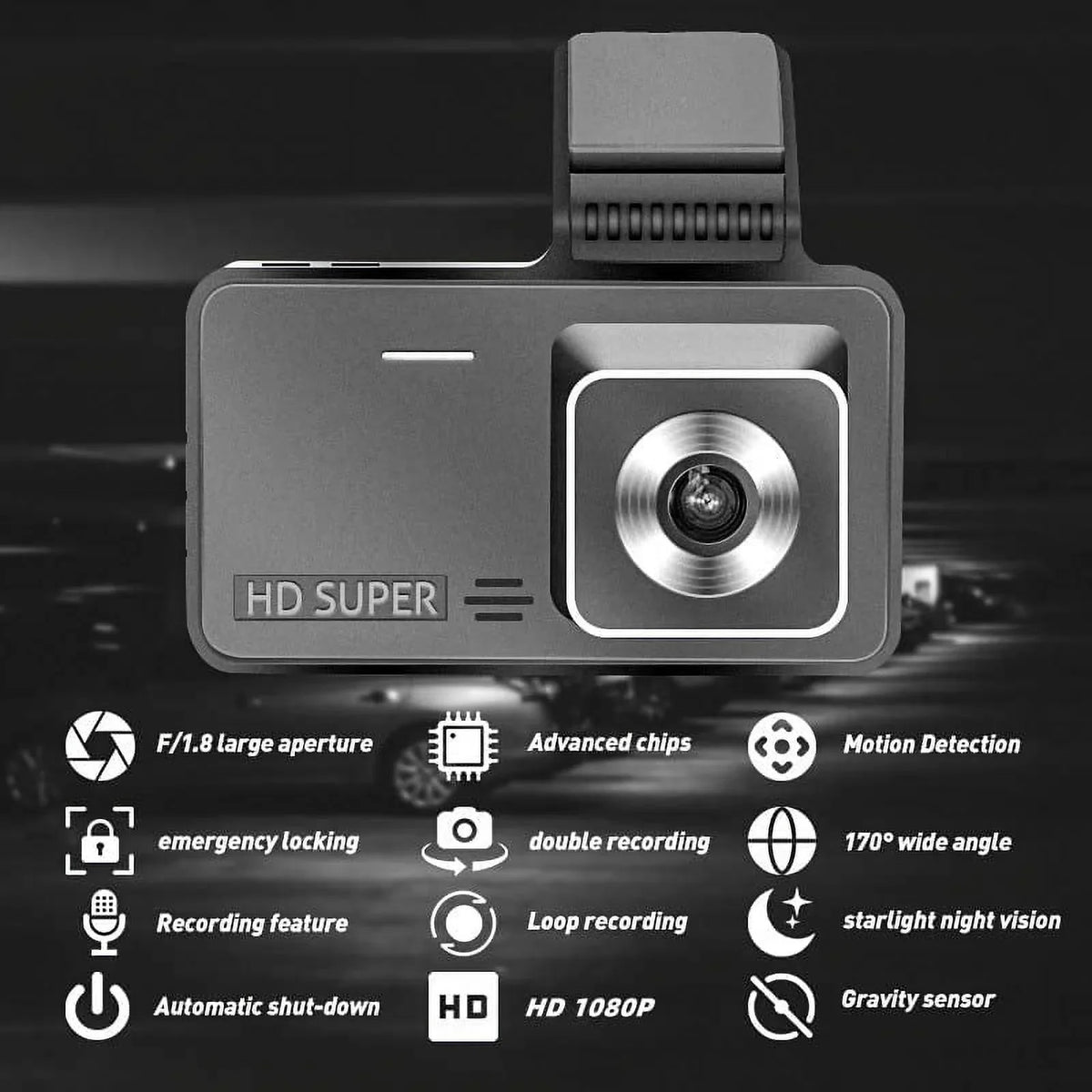 Bileeko Car  4" 1080P Dual Lens Dash Cam Video Recorder Camera for Car Pickup Truck   Van