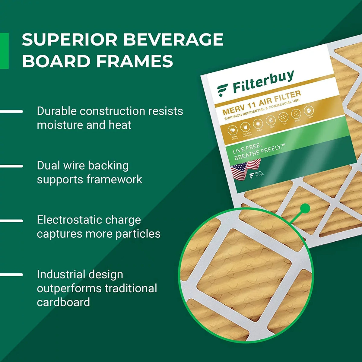 Filterbuy 24x24x1  11 Pleated   Furnace Air Filters (5-Pack)
