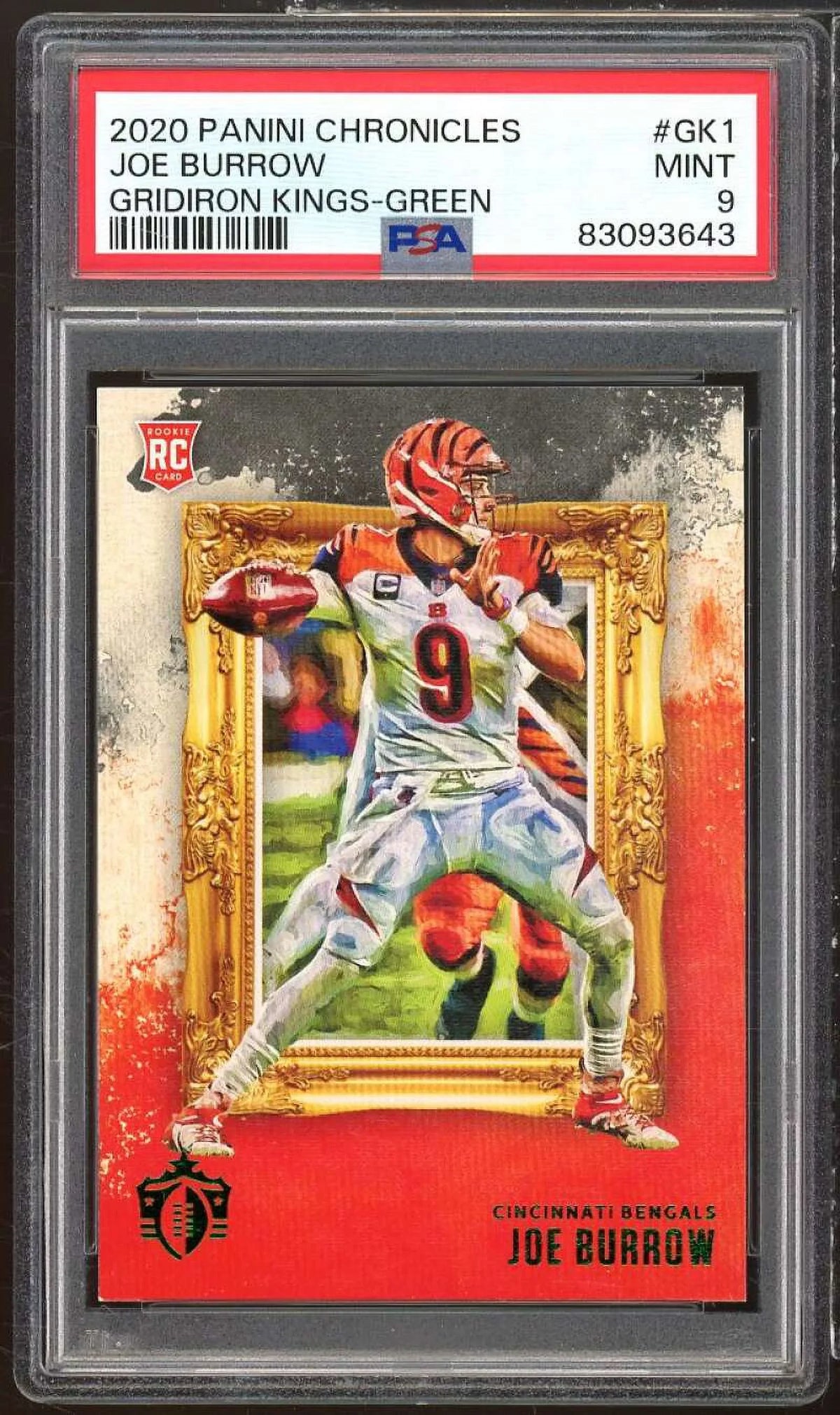 Joe Burrow Rookie Card 2020 Panini Chronicles Gridiron Kings Green #-1  9