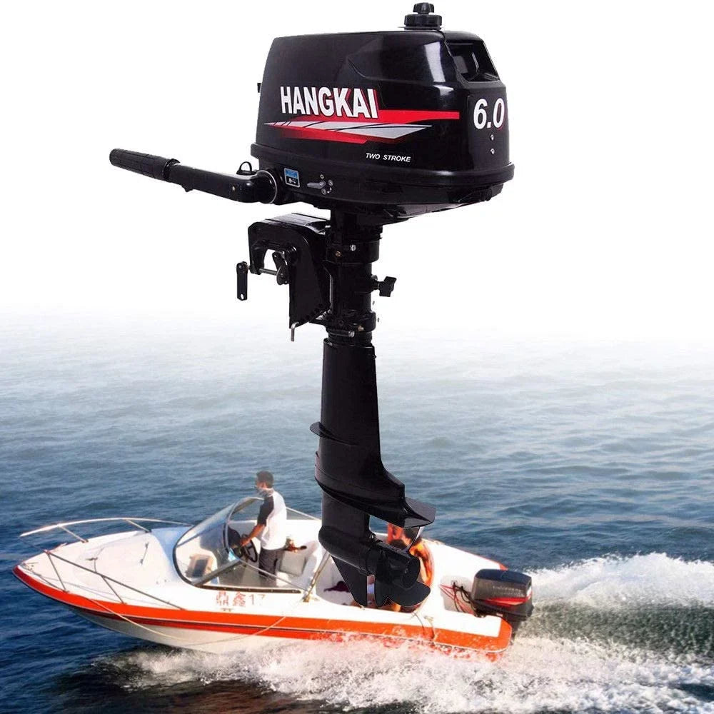 6HP 2-Stroke Outboard Moto Fishing Inflatable Boat Engine Water Cooling  System Durable Cast Aluminum Construction