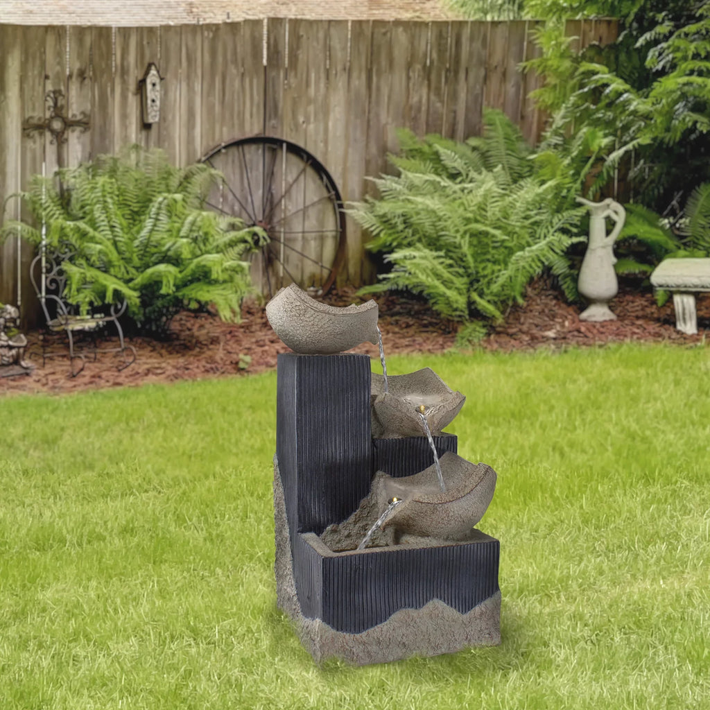 Northlight 21"  Lighted Cascading 3-Tier Bowl Outdoor Water Fountain