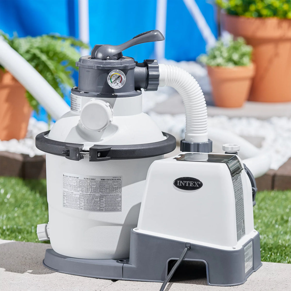Intex10 inch Krystal Clear Sand Filter Pool Pump, 1500 Gph Motor 1200  System Flow Rate with , 110-120 V