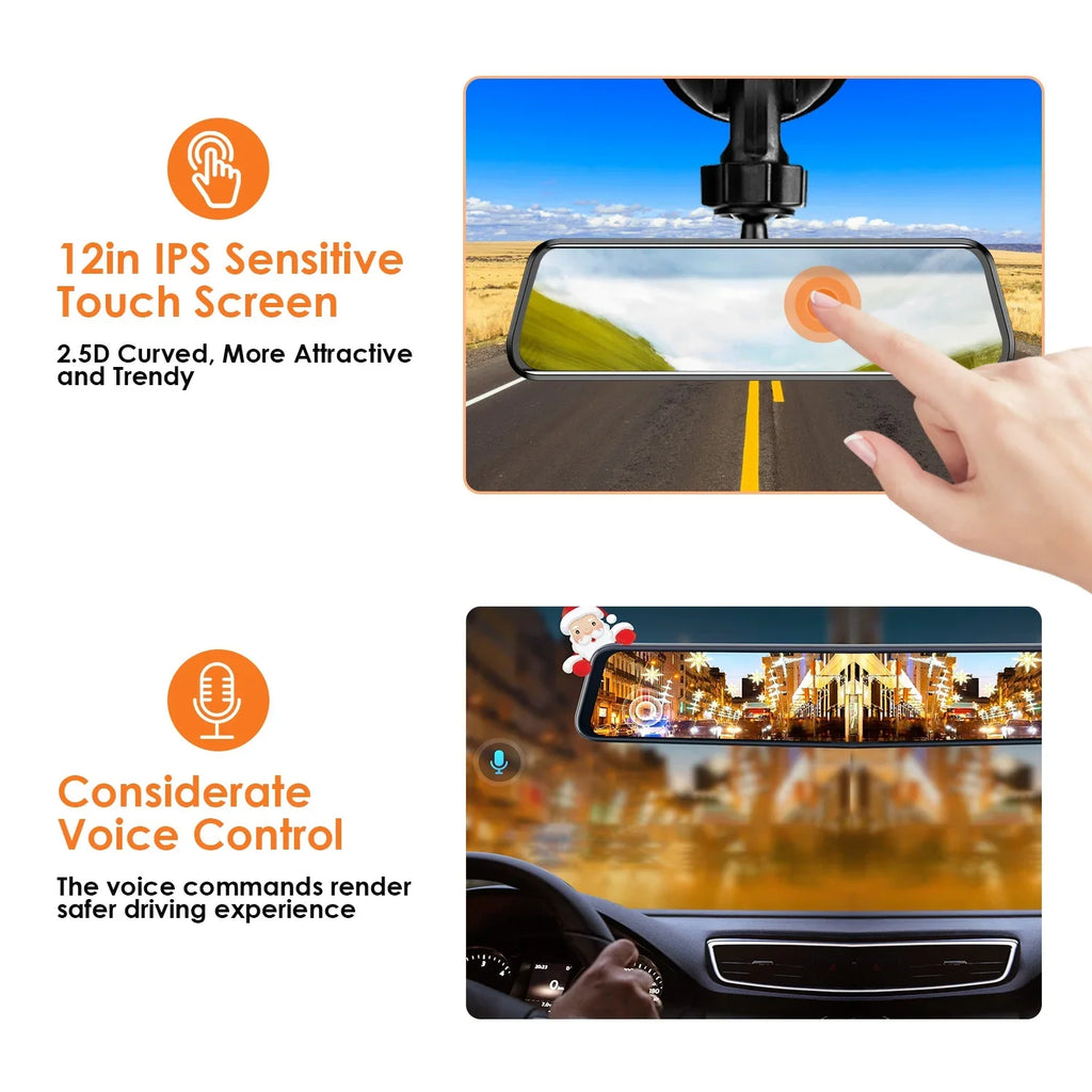 4K iMounTEK Car  12in Dash Cam Camcorder Camera Recorder with 170° Angle Loop Recording Motion Detection Night Vision Voice Control  Control G-sensor