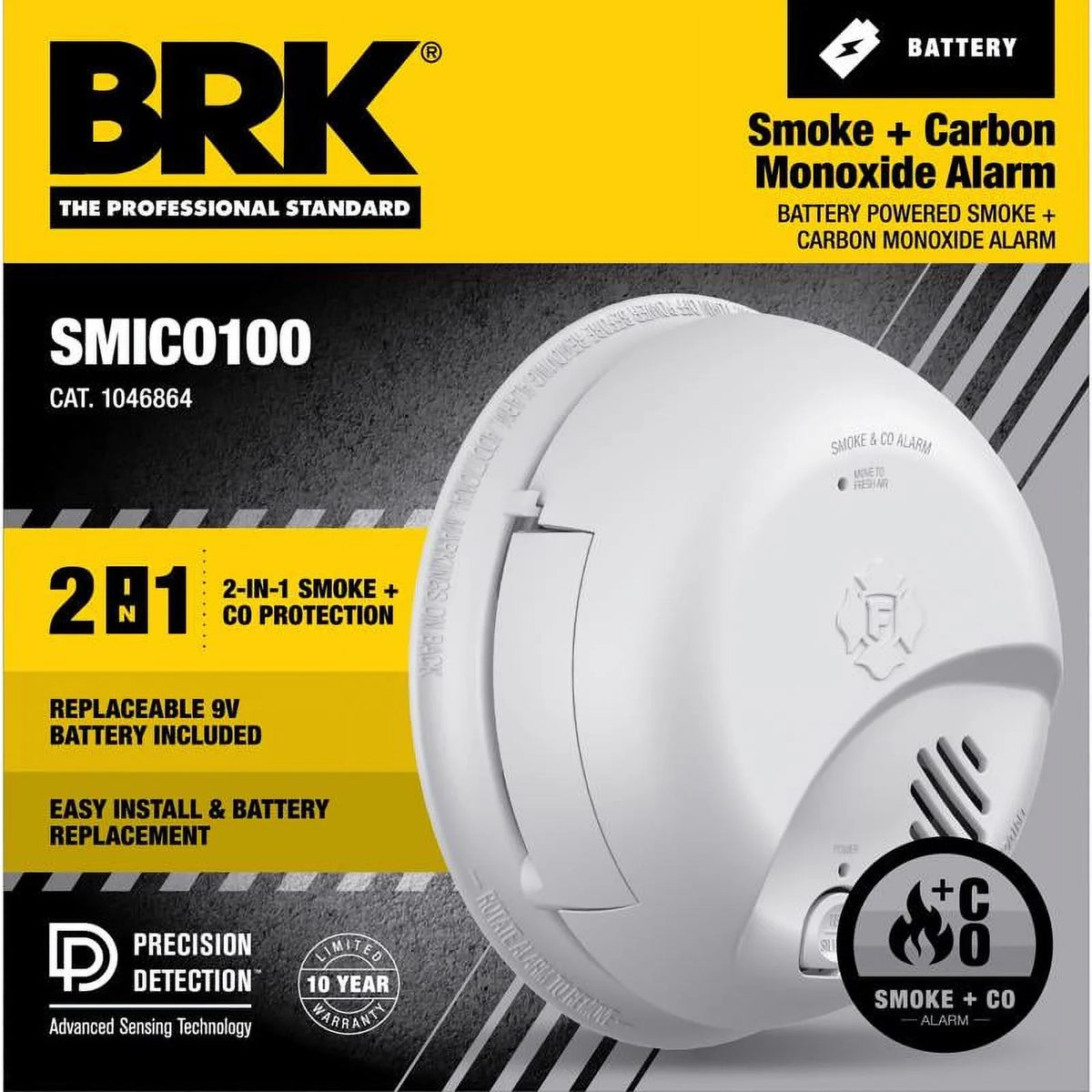 Battery-Powered Ionization Smoke and Carbon Monoxide Detector