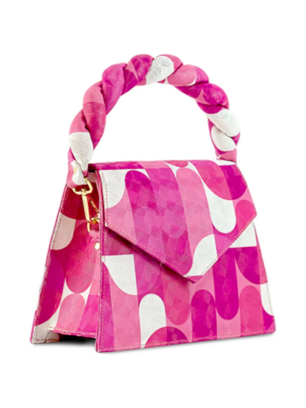 Women's Pink Pink Picasso Zaza Grande Leather Color Block Single Strap Handbag Purse