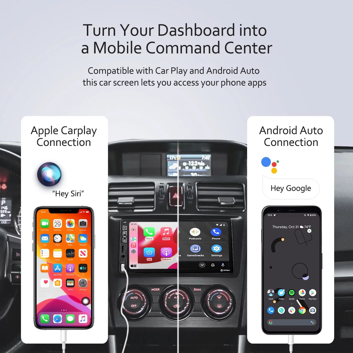 Double Din Car Stereo Bluetooth - Corehan 7 Inch  Touch Screen Car Radio Multimedia Player with Complimentary Backup Camera Compatiable with Apple Carplay, Android Auto, Mirror Link