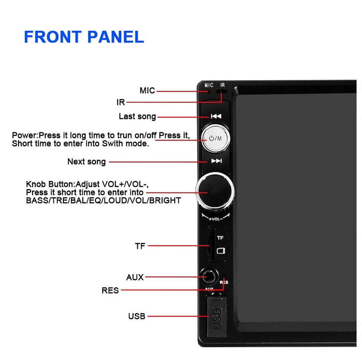 Polarlander Double Din Car Stereo Car Audio 7-inch  Touch Screen Car radio Player Bluetooth with Multimedia     MP5/4/3 Mirror Link Function