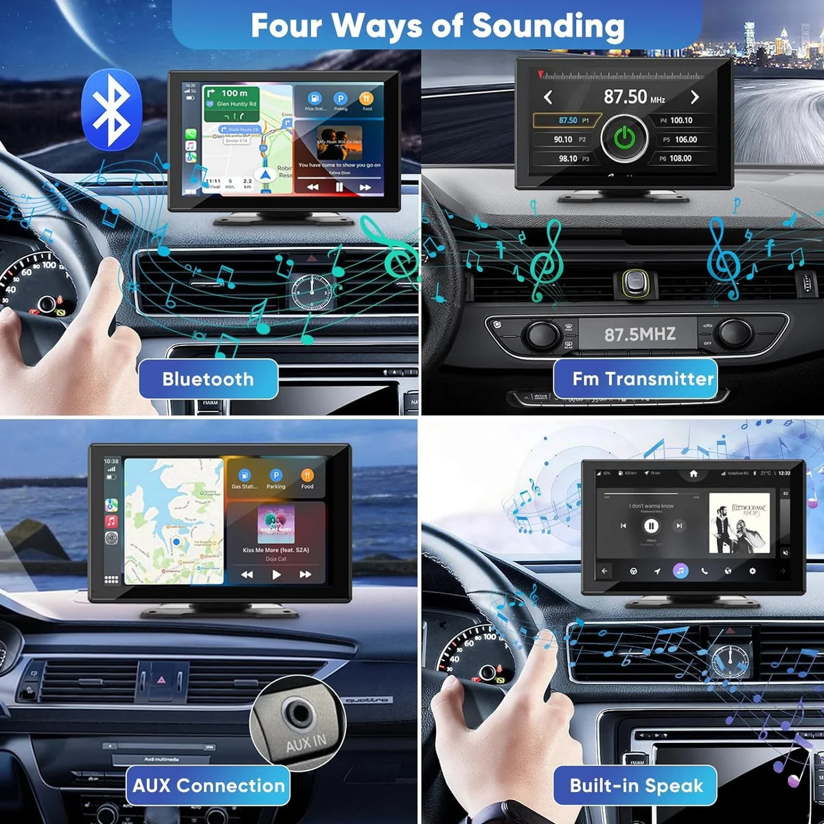 Portable Wireless Carplay Car Stereo with 2.5K Dash Cam - 9"   Screen, Android Auto, 1080p Backup Camera, Loop Recording, Bluetooth,  Navigation Head Unit, Car Radio Receiver