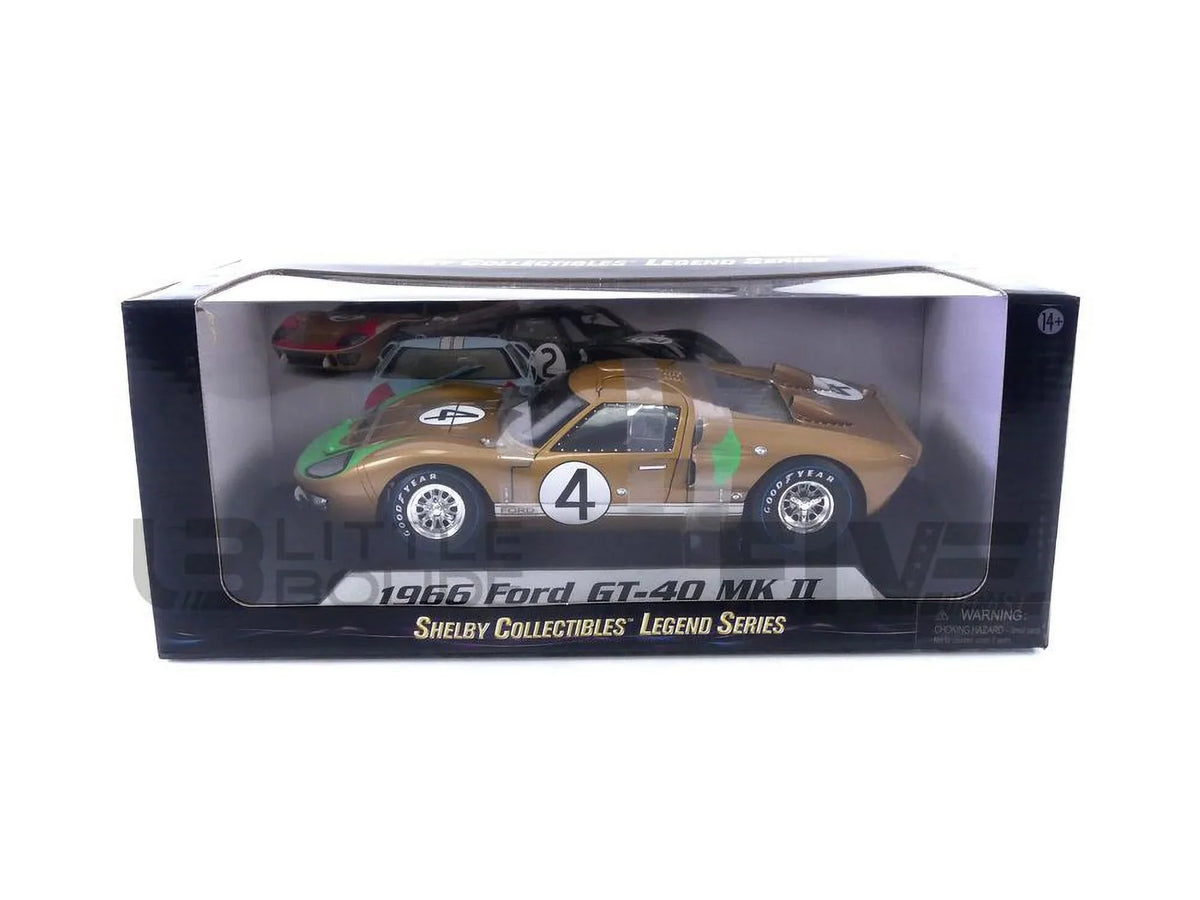 Shelby Collectibles SC414 1966 Ford -40  2 Gold No.4 1-18 Diecast Car Model