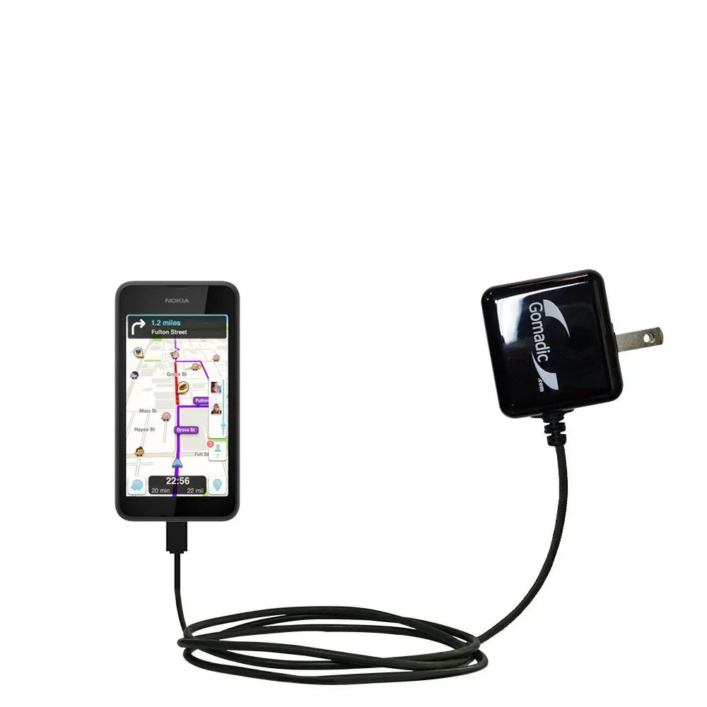 Gomadic Intelligent Compact  Home Wall Charger suitable for the Nokia Lumia 530 - High output power with a convenient, foldable plug design - Uses T