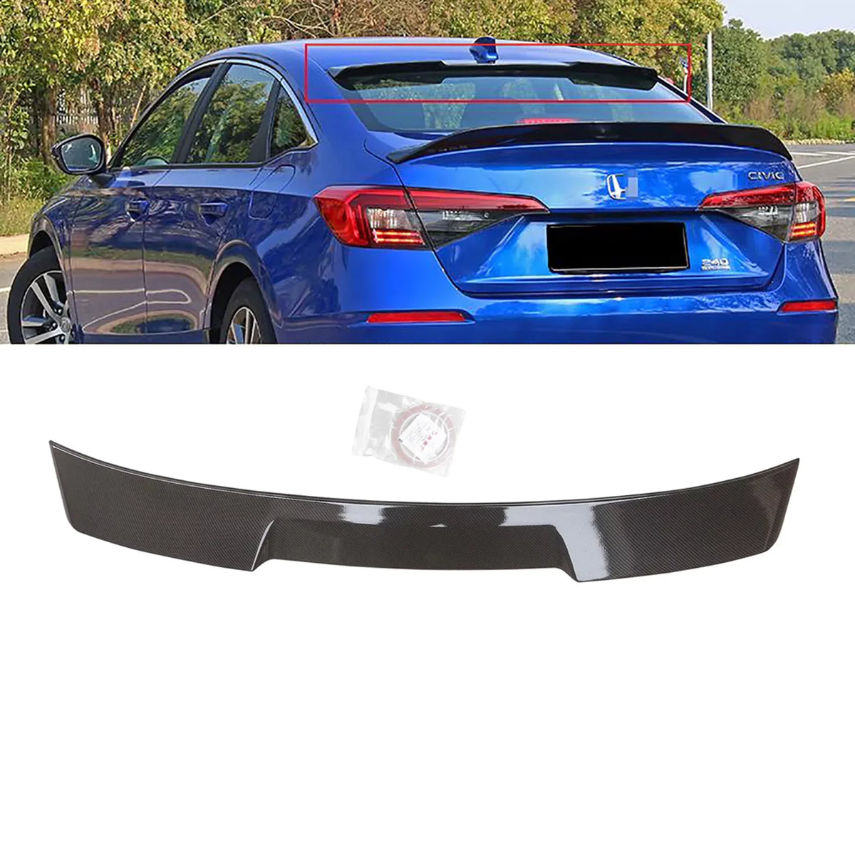 Roof Spoiler for 2022 2023 11th Honda Civic    Sport Touring Rear Window Spoiler Carbon Fiber Look