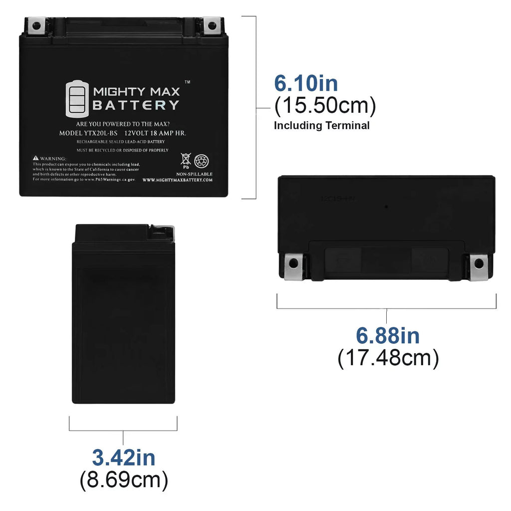 YTX20L- Battery Replaces Kawasaki Jet Ski JS800 -R Jet Ski 14