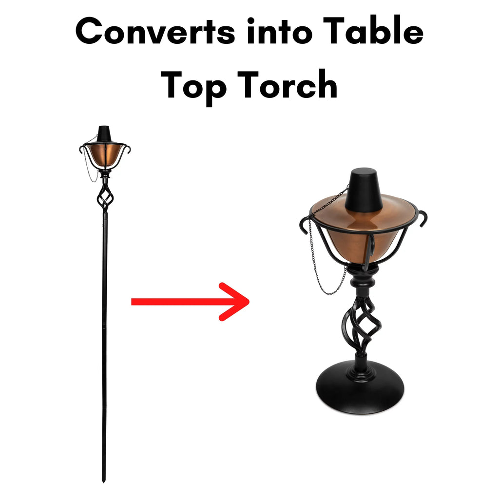 BirdRock Home 2-Pack Outdoor Wide Conical Torches - Tabletop Stand - Copper